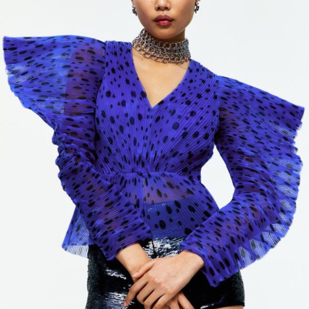 H&M Circular Design Story Pleated Organza Blouse